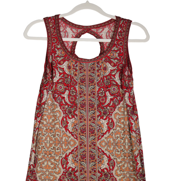 Max Studio Red Knit Dress Women Small Sleeveless Stretch Slinky Boho Cut Out - Picture 2 of 7